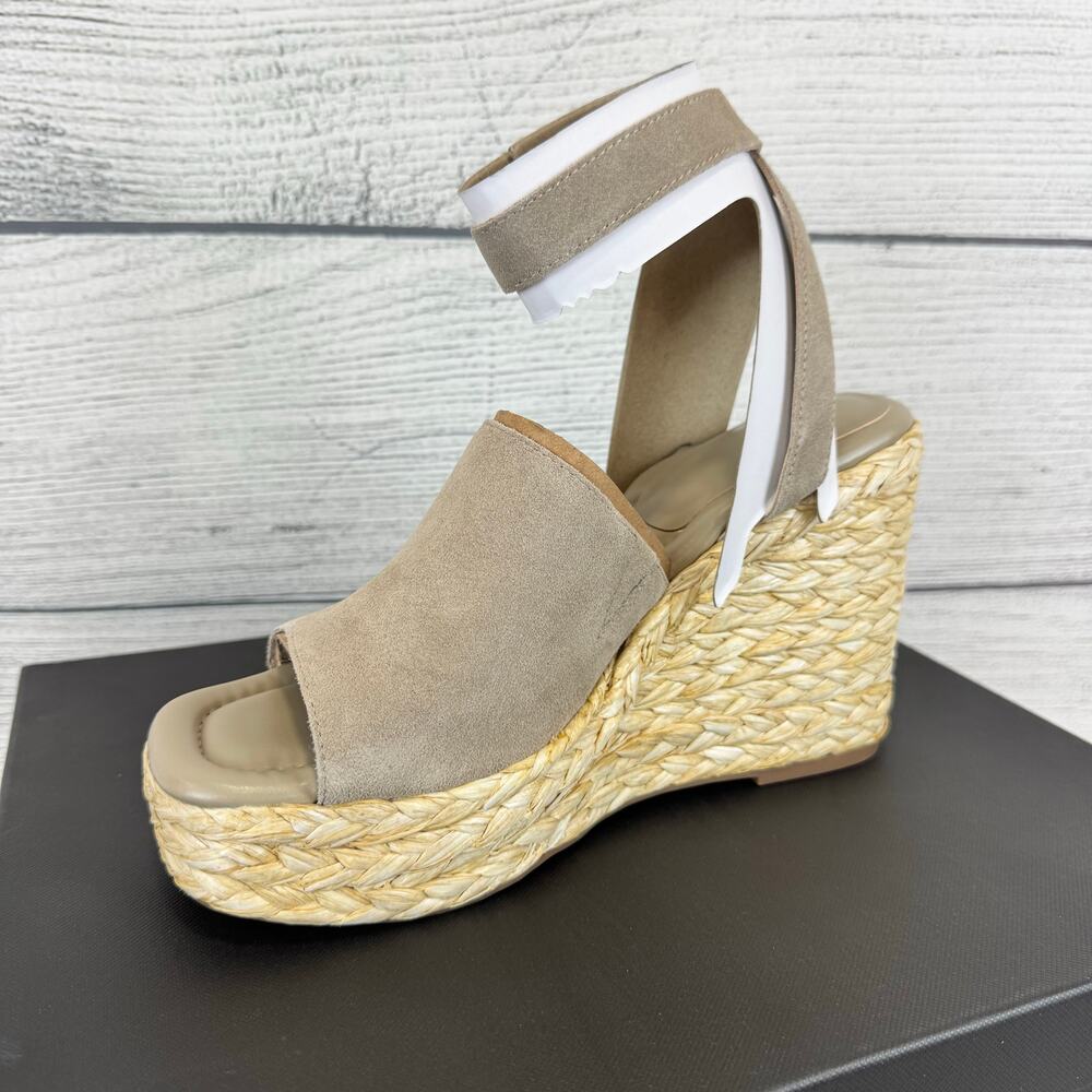 Marc Fisher Women's Natural Leather Nelly Ankle Strap Wedge Sandals Size 11